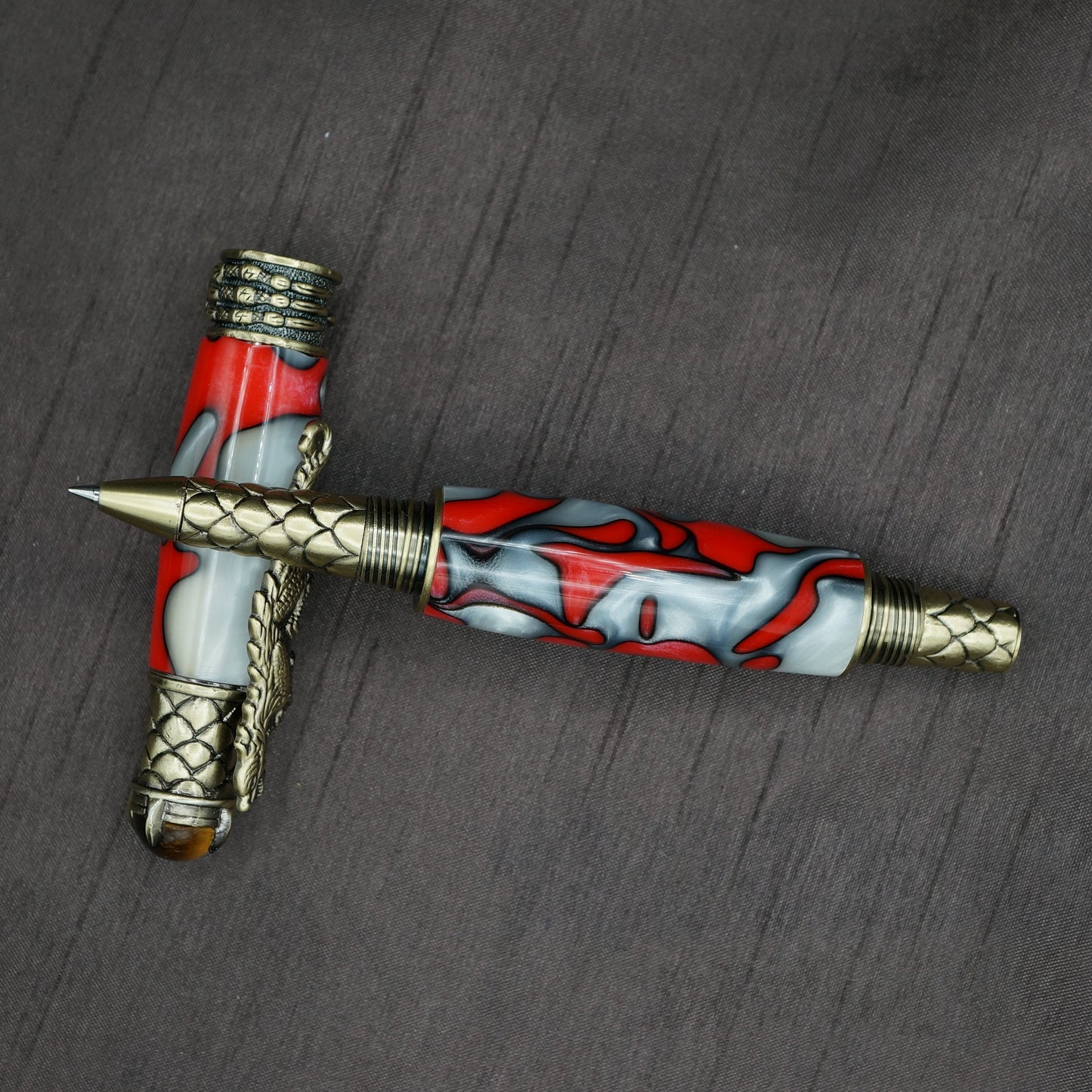 Dragon Rollerball Pen in Antique Brass